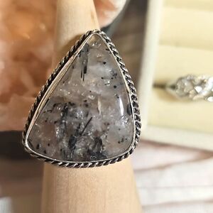 Tourmalinated Quartz Handcrafted Sterling Silver 925 Ring